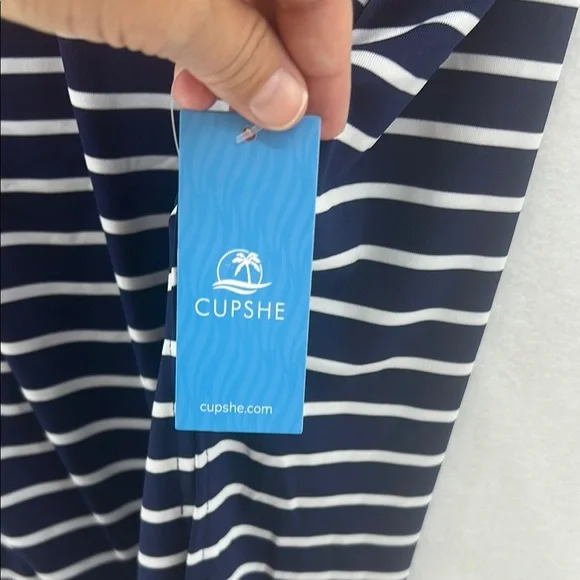 Cupshe Blue and White Spaghetti Strap Midi Sundress NWT - Picture 2 of 5